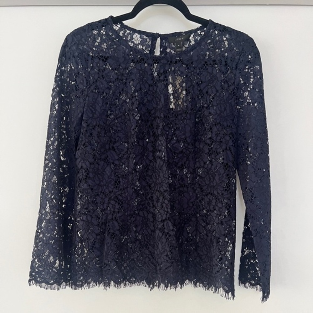 J. Crew Navy Lace Blouse- 4